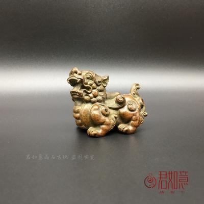 Pure Ornament Small Pixiu Handle Tea Pet Carving Copper Artifact Antique