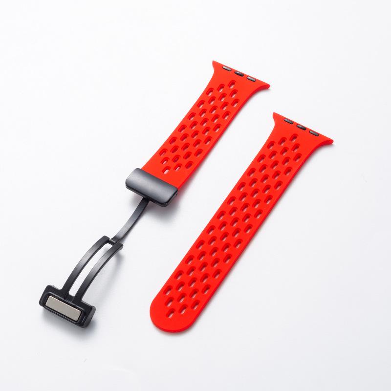 

Apple S11 Ultra Single-Loop Sports iWatch Strap: Breathable Magnetic Buckle Silicone Wristband Compatible: 1-9 Gen SE [38/40/41], 10 Gen 42