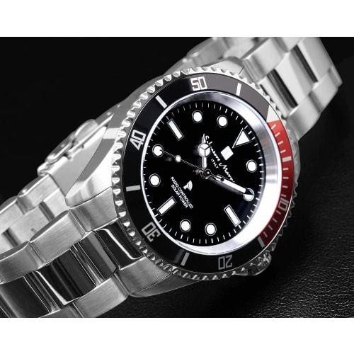 Salvatore Marra Men's Watch, Radio-Controlled Solar, 10 ATM Water Resistant, Italian Brand, Black and Red, SM22110-SSBKRD