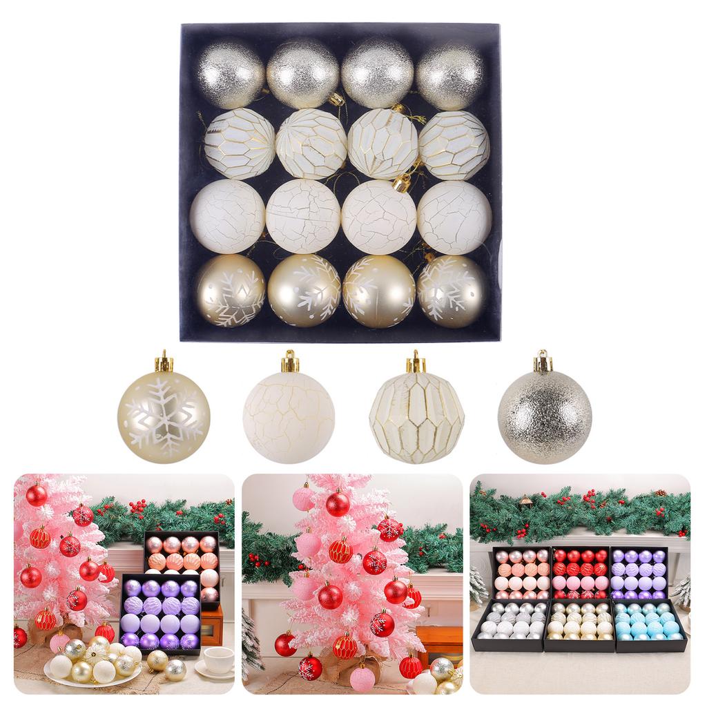 16Pieces Painted Christmas Ornament Set Colorful Christmas Sphere Baubles Ornament Set For Holiday Celebration