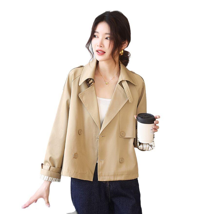 Short Trench Coat Women's Spring and Autumn New Small British Temperament Casual Khaki Jacket Top