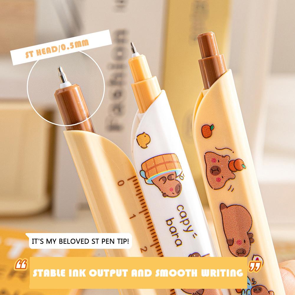Press Capybara Gel Pen Bookmark Ruler Signature Pen Cute Panda Black Gel Pen
