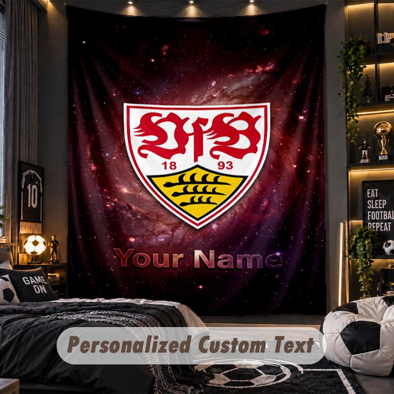 Wandbehang VfB Stuttgart FC Benutzerdefinierter Name Text Personalisierter Wandbehang Wandteppich Heimwanddekoration