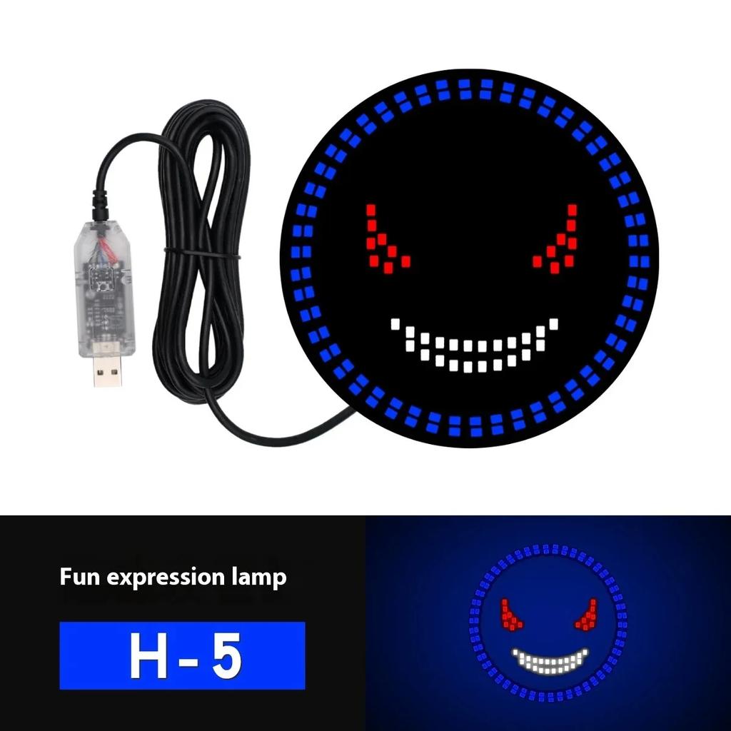 Dynamic Devil's Eye Decor Light USB Plug Flash Window Expression Lights Smiling Face Warning Strobe Lights for Truck Windshield