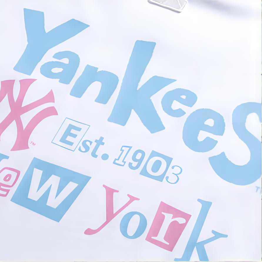 MLB New York Yankees Comfortable Versatile Simple Round Neck Short Sleeve T-Shirt Unisex Tops White 3ATSB5253-50WHS