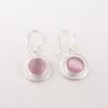 Round Pink Cat's Eye 925 Stamped Silver Gemstone Jewelry Handmade Earrings 1.40" EE-4-49