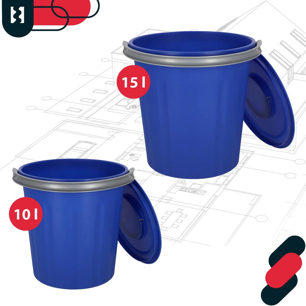Kotarbau® Utility Bucket With Lid And Handle, Plastic, Navy Blue, 15 L