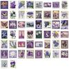50 Purple Retro Stamps Graffiti Stickers Decorate Guitar Laptop Suitcase DIY Waterproof