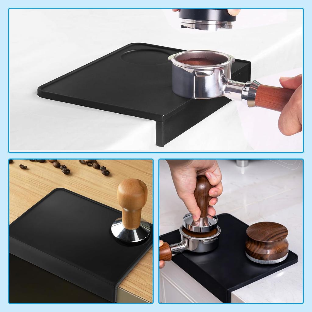RICISUNG Tamper Mat, Coffee Tamper Mat, Espresso Tamping Mat, L-Shaped, Silicone, Washable, Coffee Supplies, for Home and Commercial Use