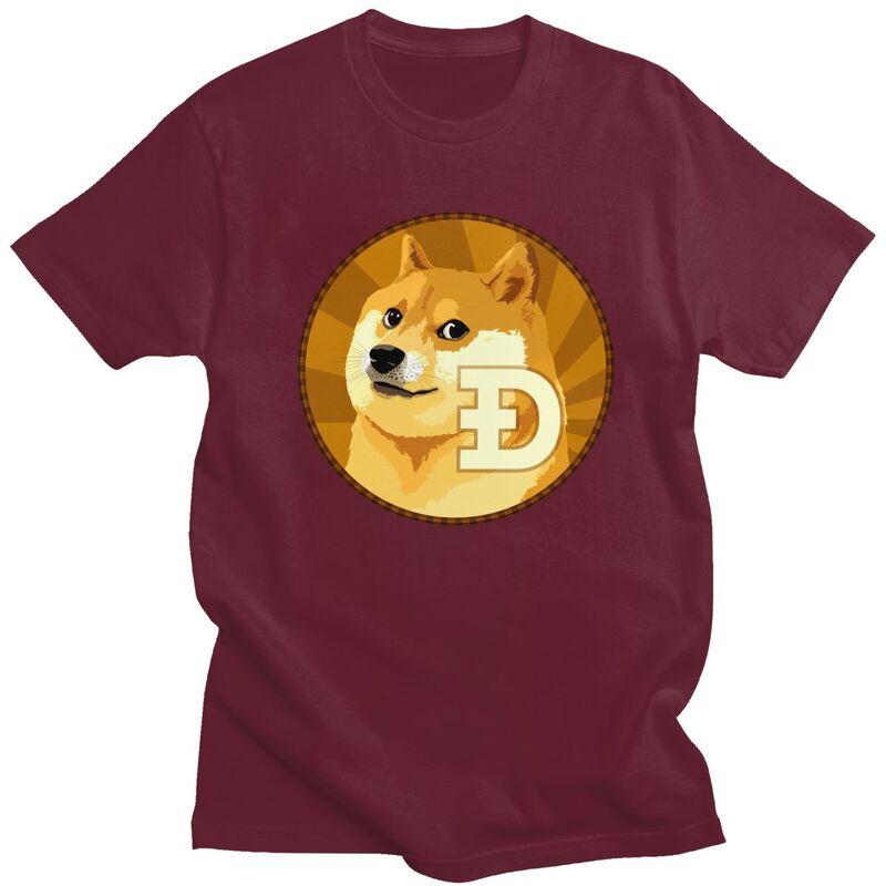 Custom Cryptocurrency Dogecoin Tshirts for Men Short Sleeves T Shirt Fashion Bitcoin Geek Tshirts 100 Cotton Tees Gift Idea
