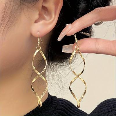 Europäische trendige Spiral-Hängeohrringe, gewellte, gebogene Ohrringe für Frauen, Party-Geschenk, baumelnde Ohrringe, minimalistischer Schmuck
