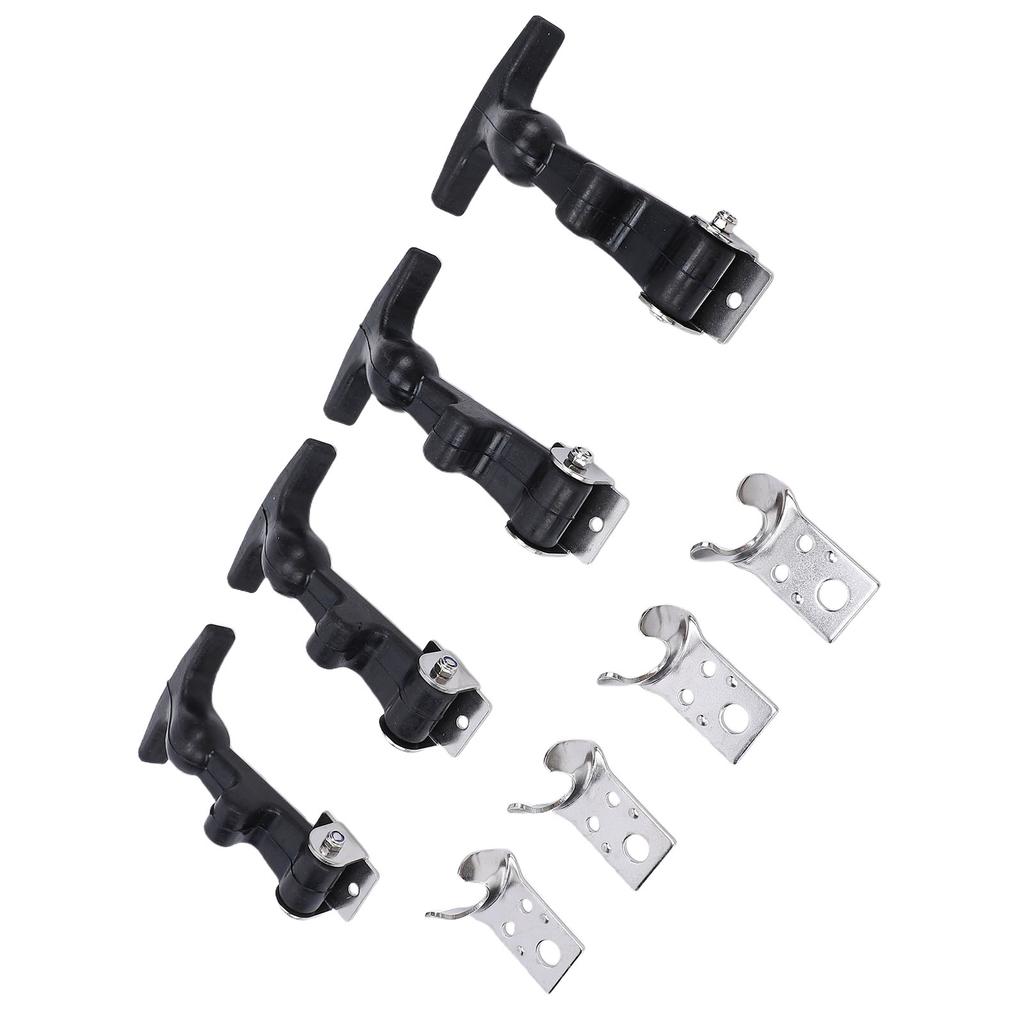 4Pcs Elastic Stainless Steel Rubber Hood Catch Flexible T Handle Hasp Rubber Flexible Draw Latches with Brackets for