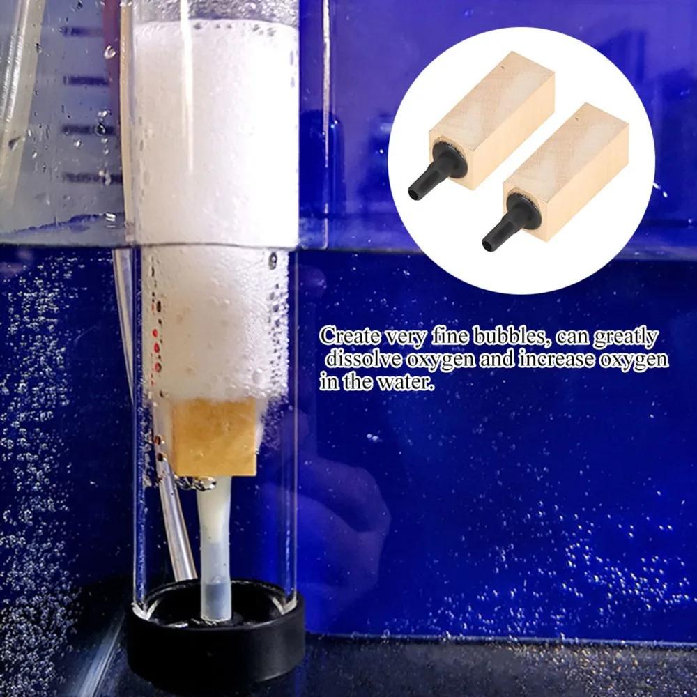 2PCS Set Wood Wooden Air Bubble Stone Cylinder Fine Bubbles Natural Wooden Diffuser Fine Mist Air Stone Diffuser Aquarium
