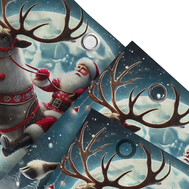 Santa Claus Riding Reindeer Shower Curtain Festive Christmas Decor Waterproof Fabric For Bathroom Home Improvement Elevate Space