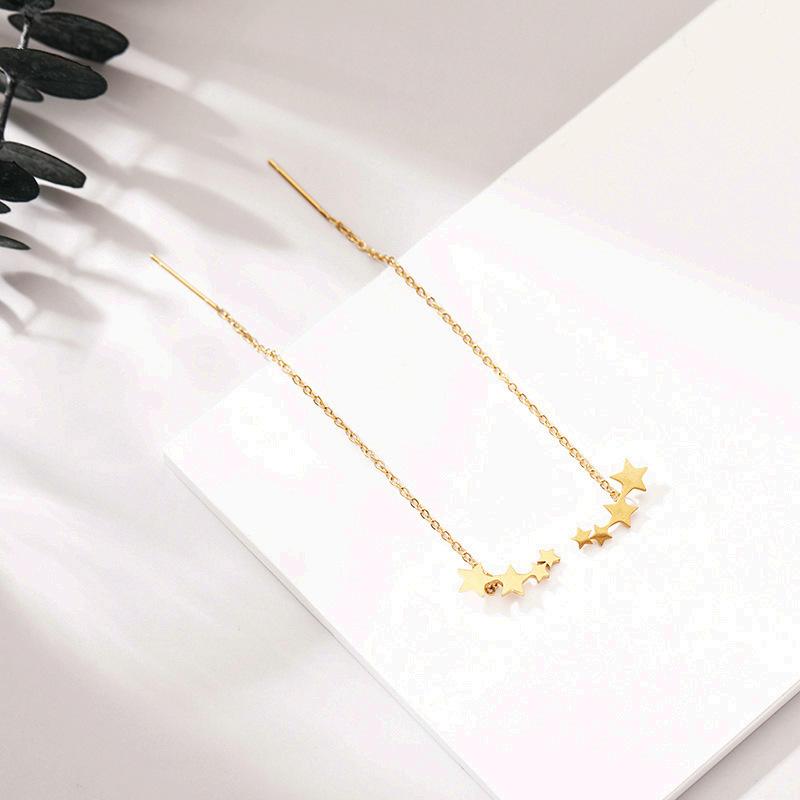 Lang kjedet dusk Star Drop øredobber for kvinner Koreansk Golden Ear Line Smykker Pendientes Boucle d'oreille gave
