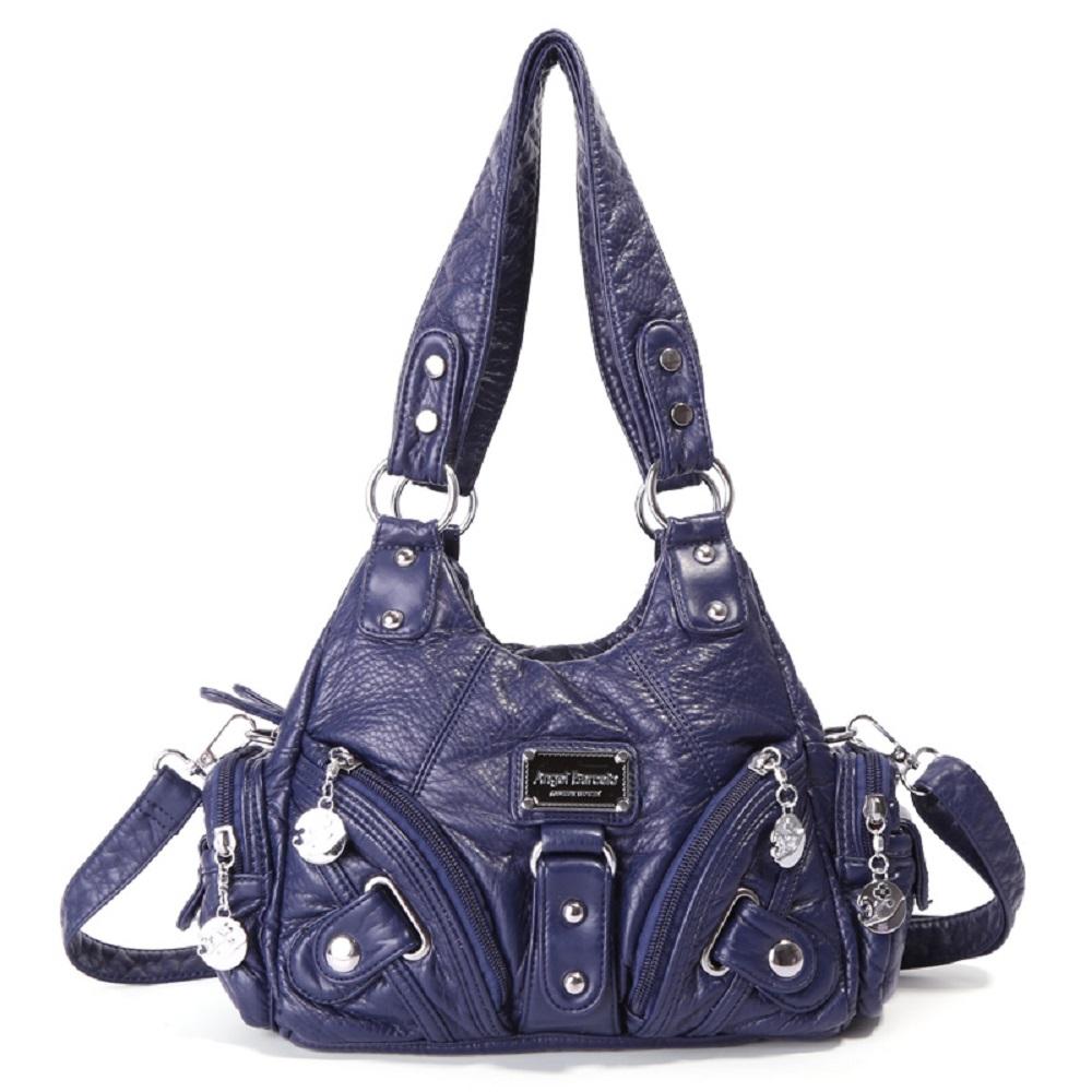 Angel Kiss Stil Retro Abgenutzte Leder Hobo Tasche, Edgy Y2K Umhängetasche Geräumige Schultertasche mit Mehreren Taschen für den Alltag