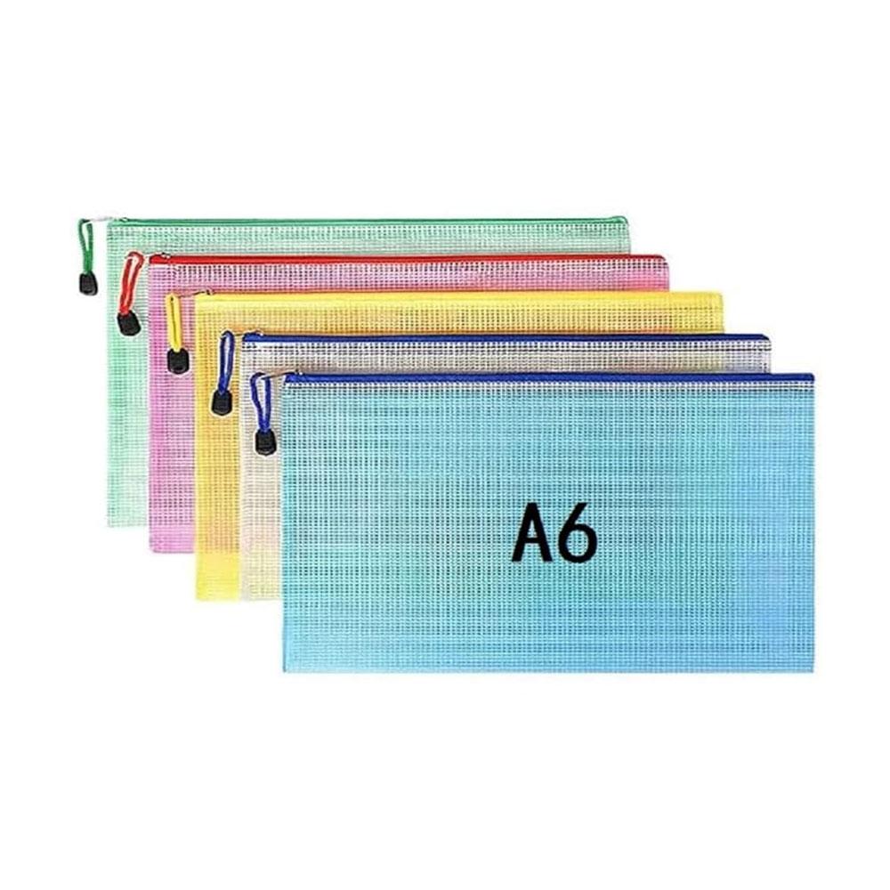 5PCS Color Document Storage Bag  A4/A5/A6 Mesh Zipper Document Organizer Cosmetics Travel Supplies Portable Storage Bag