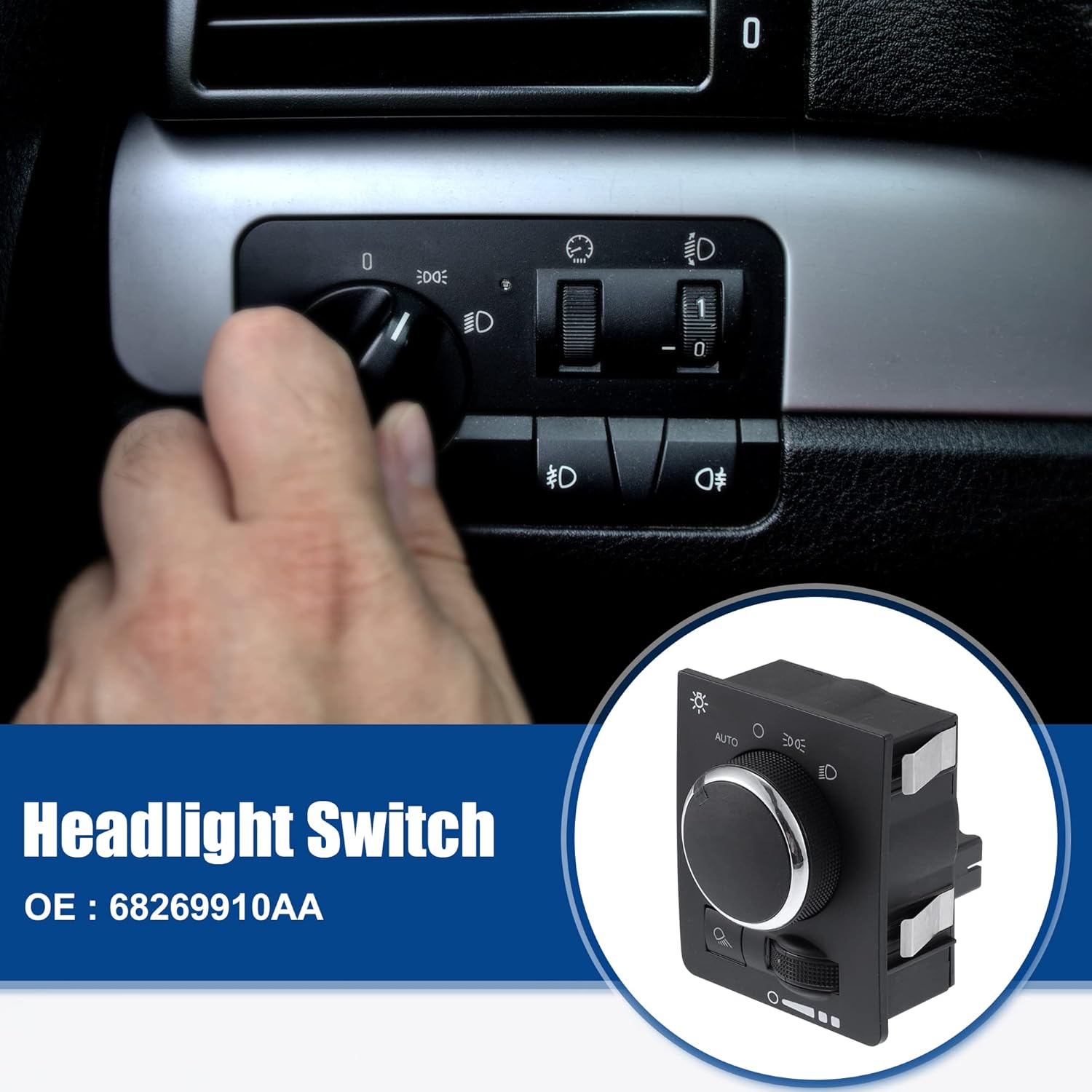 

ACROPIX Car Headlight Switch Replacement for Ram 1500 2500 3500 2013-2018 No.68269910AA - Pack of 1 Black