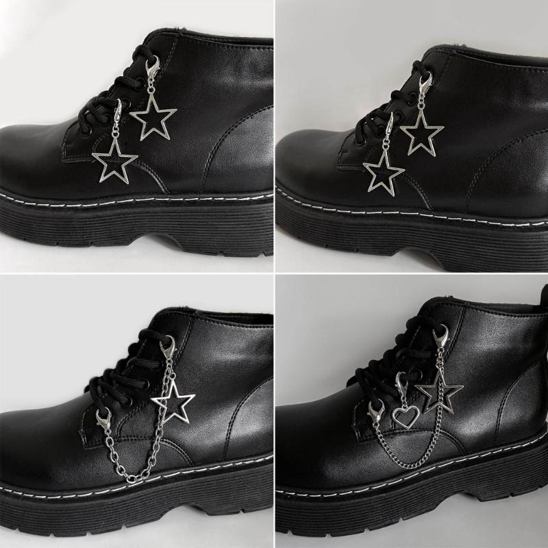 Stylish Shoe Chain Unique Hollow Star Pendant Martins Boots Chains Canvas Shoes Buckles for Casual and Formal Occasions