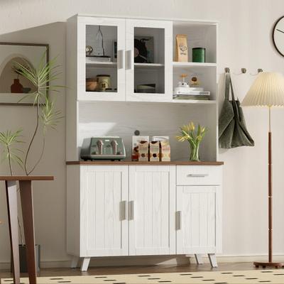 Visible Door Kitchen Sideboard with Microwave Stand Opening Shelves Drawer Design Kitchen Pantry Storage Cabinet Dining Room Furniture