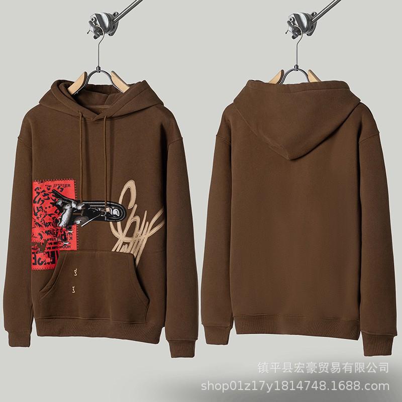 Unisex Oversized Hooded Sweatshirt With Foil Print Streetwear Cotton Pullover Fall
