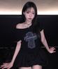 IFYOUWANT Lace One-Shoulder Tee Black