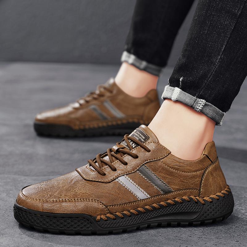 38-46 Herren Retro Echtleder Freizeitschuhe Winter Plus Samt Stiefeletten Frühling/Herbst Herrenstiefel