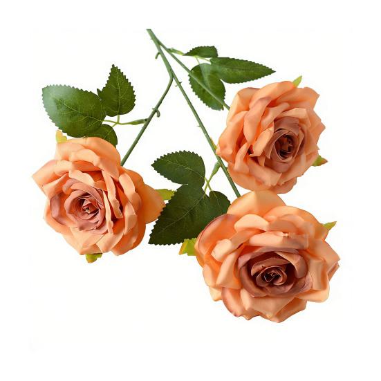 Artificial Rose Flower Realistic Fake Long Stem Rose Bouquet with 3 Heads Blooms for Wedding Centerpiece Home Party Decor