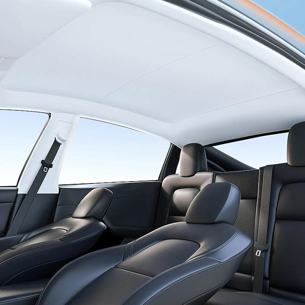Heenvn Ice Cloth Buckle Sunshades For Tesla Model 3 Y Juniper Highland 2025 2026 Front Rear Sunroof Skylight Car Accessories