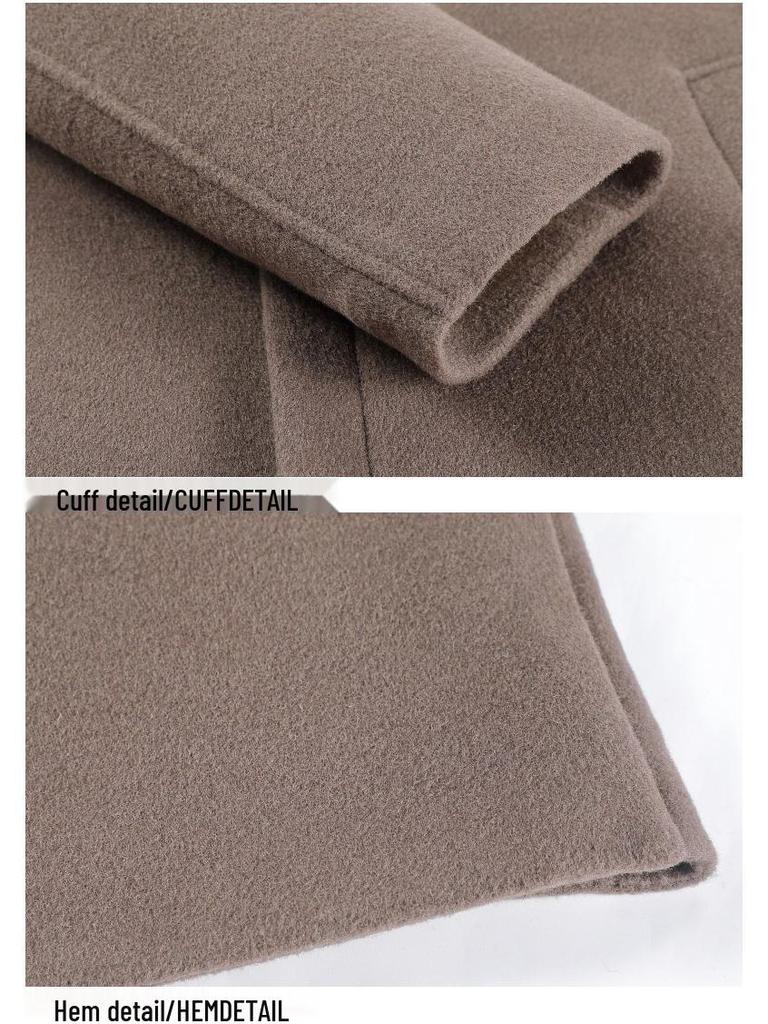 Brand Men's Korean-Style Wool Hooded Mid-Length Double-Faced Wool Down Coat Windbreaker