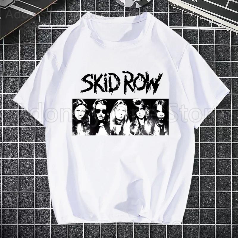 Skid Row Tryckt T-shirt Herr Retro Tvättade Toppar T-shirts Harajuku T-shirt Streetwear Hip Hop Herr T-shirts