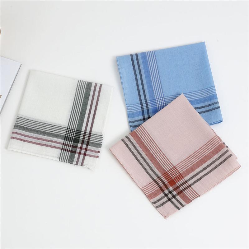 Men's Classic Plaid Polyester Handkerchief for Seniors