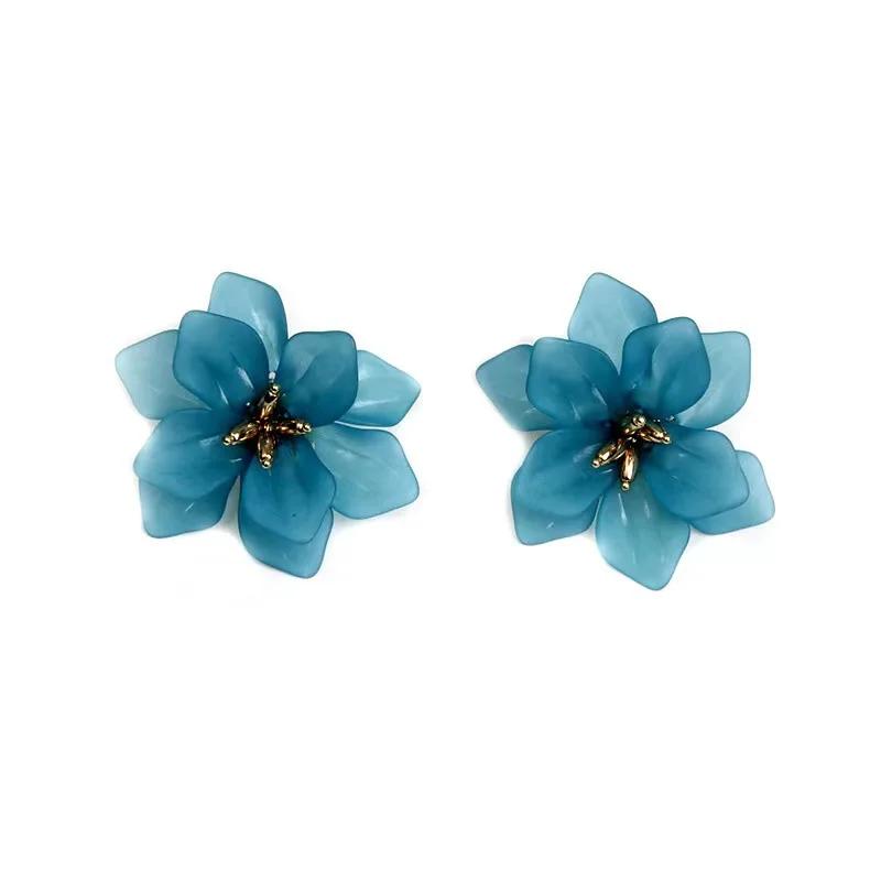 Delysia King Women Romantic Temperament Acrylic Petal Earrings Girl 2025 Cute Lifelike Flower High Grade Ear Stud