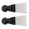 2x AFRO Hair Comb Black Handle & Metal Long Detangling