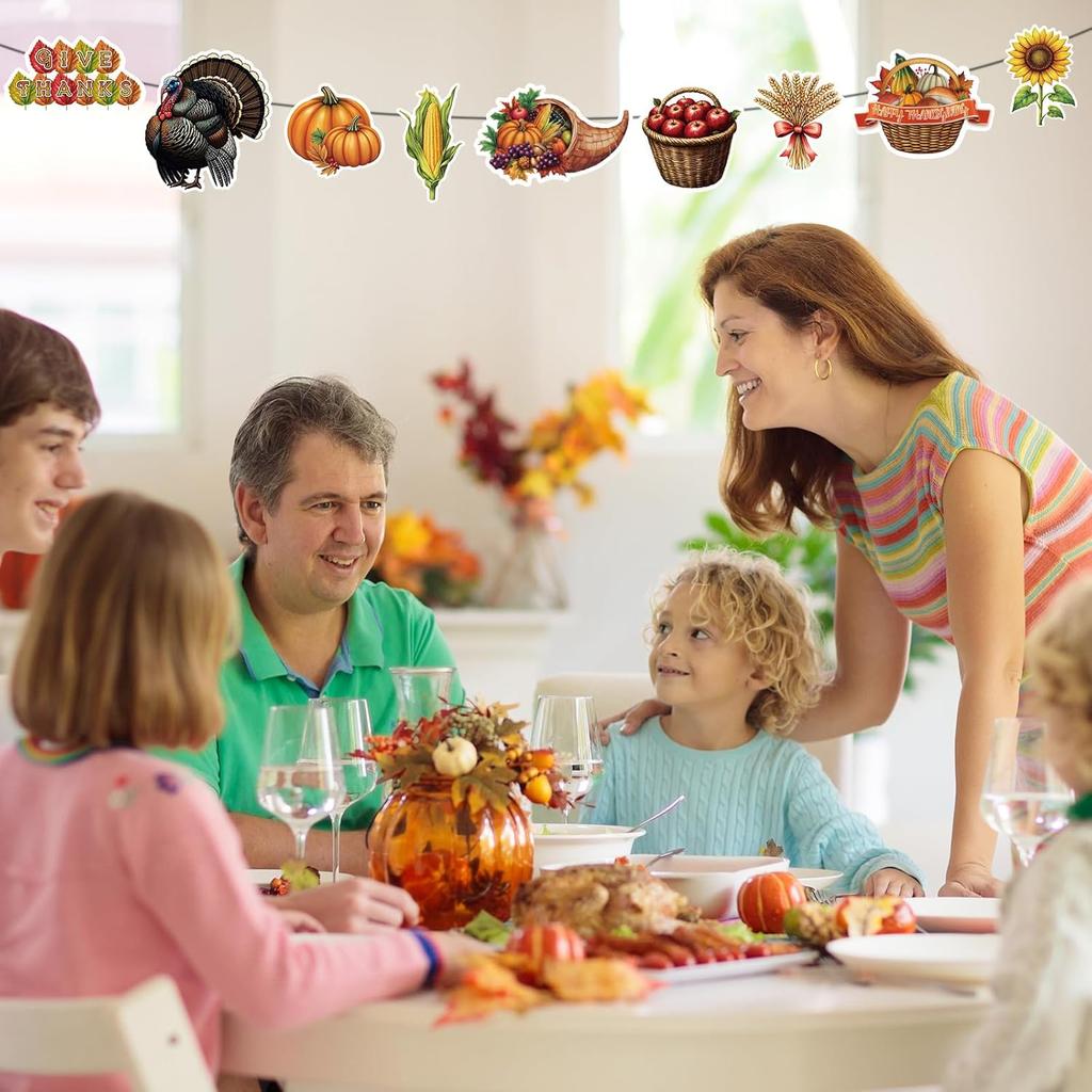 60 Pcs Thanksgiving Cutouts Fall Bulletin Board Decoration Turkey Leaves Pumpk Acorn Cutout for Thanksgiving Fall Harvest School Office Classroom