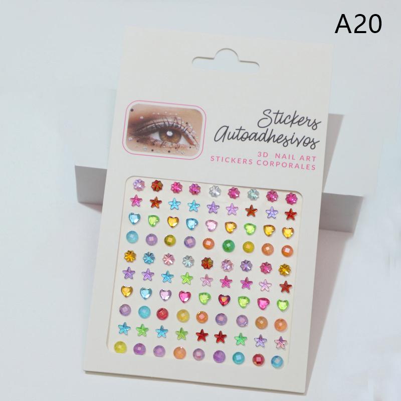 1Sheet Eye Body Face Gems Jewels Pearl Rhinestone Stickers Self Adhesive Crystal Rainbow Makeup Diamonds Face Decoration Sticker