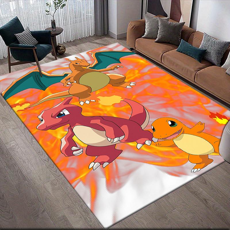 Charmander Pokemon2 Square Area Rug, Non-Slip Floor Mat for Living Room, Perfect Gift for Pokemon Fans