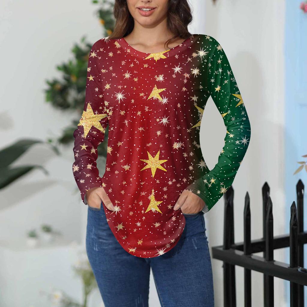 Tee Shirts For Women Fall Casual Long Sleeve Shirts Sweatshirt Vintage Graphic Printing Top Pullover Valentine's Day