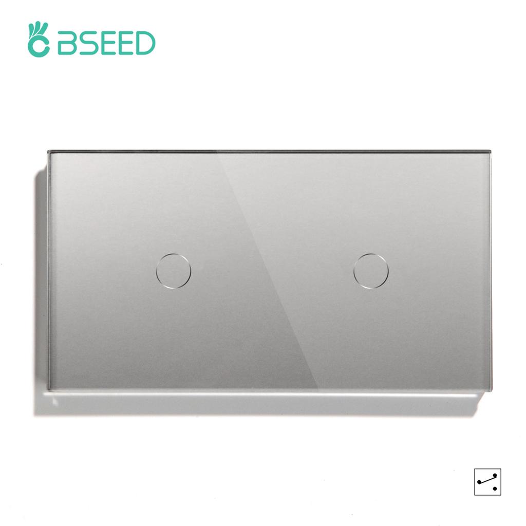 BSEED 1/2/3Gang Touch Light Switches 1/2/3Way Stair Sensor Switches For Hallway Corridor With Socket EU Standard Glass Panels
