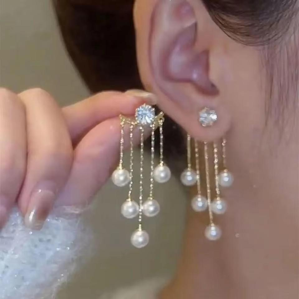 925 Silver Needle Green Red Butterfly Long Tassel Earrings For Women Jewelry Trending Korean Fashion Crystal Drop Earrings