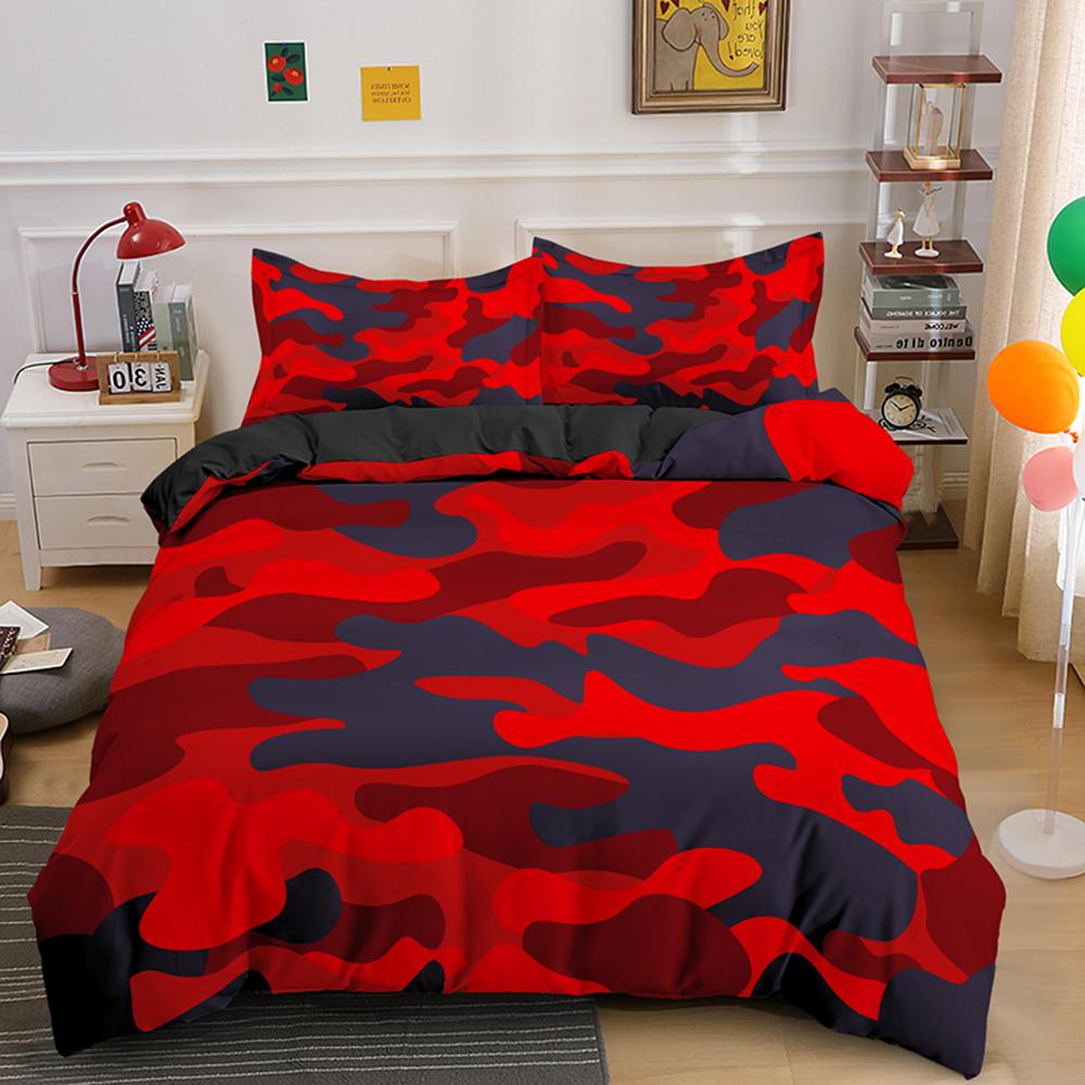 Camo Duvet Cover Set Vibrant Camouflage Lattice Like Service Theme Modern Design King Size For Boys Girl Polyester Bedding Set