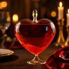 Glass Carafe for Fruit Wine Heart Shaped Bottle with Airtight Stopper, Elegant Crystal Texture Liquor Serving Container Decanter,
