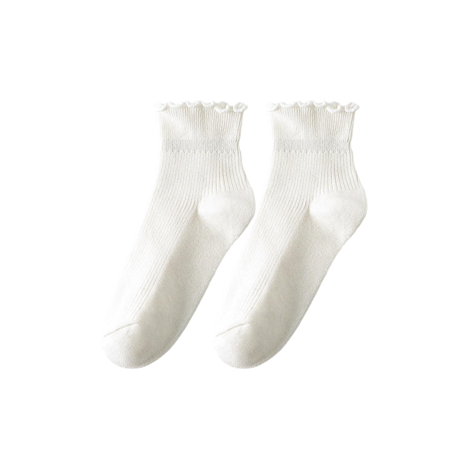

Women s Lace Trim Ankle Socks Breathable Soft Material Ruffled Edge Design Comfortable Fit Casual Daily Wear Socks One Size білий