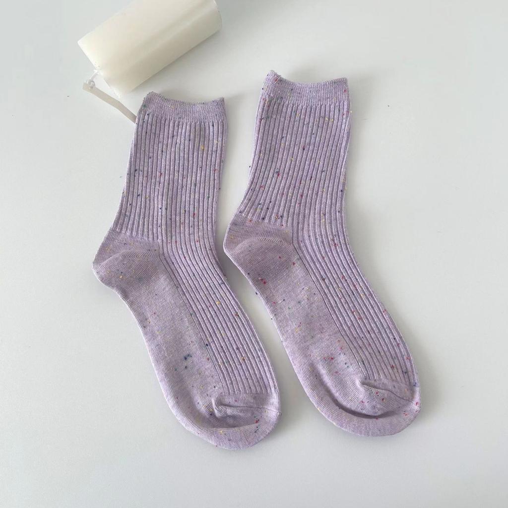Female Spring and Summer Simple Cotton Point Yarn College Wind Tube Pile Socks