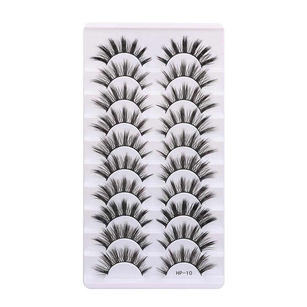 

10 Pairs Black Stem 3D Mink Eyelashes Fluffy Fake Lashes False Eyelashes Eye Makeup Tool HP-10