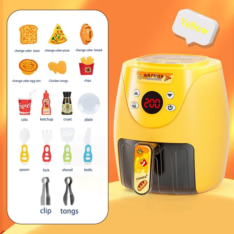 

Children Simulation Intelligent Air Fryer Toys For Boys And Girls Play House Cooking Can Change Colour Food Kids Birthday Gift жовтий