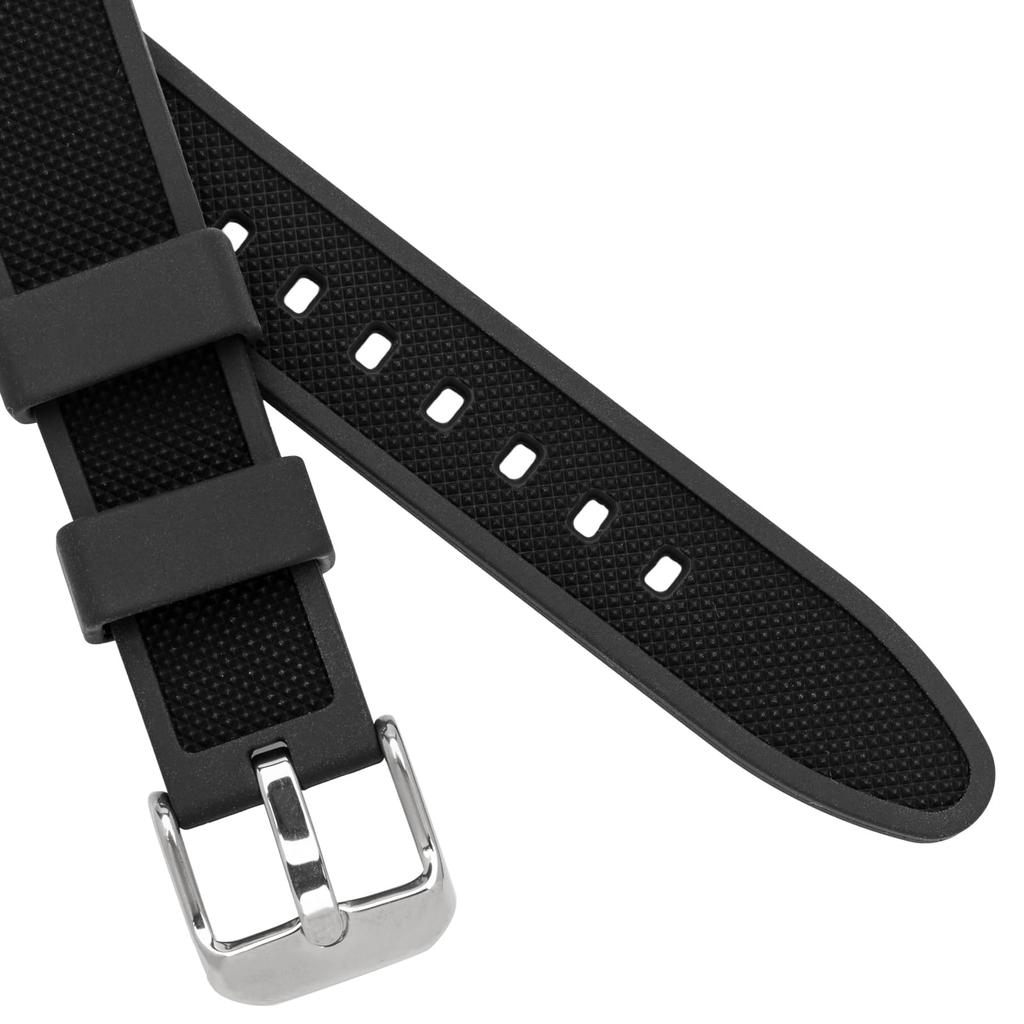 [Crefer] Watch Strap 18mm Silicone Resin Strap Easy To Use with Tools Black SI-1