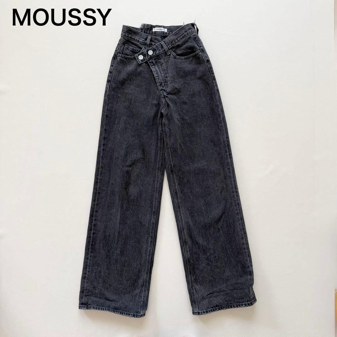 moussy CROSS WAIST WIDE STRAIGHT Black Mousy MOUSSY Jeans Wide Denim Pants
