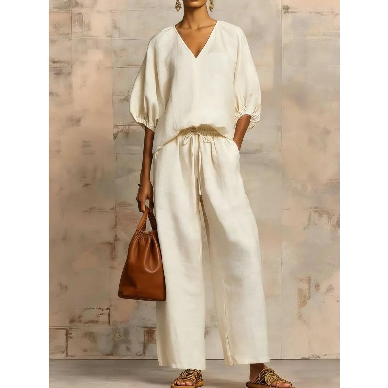 IHUASU Women's Fashion Casual Long Sleeve V Neck Pants Suits