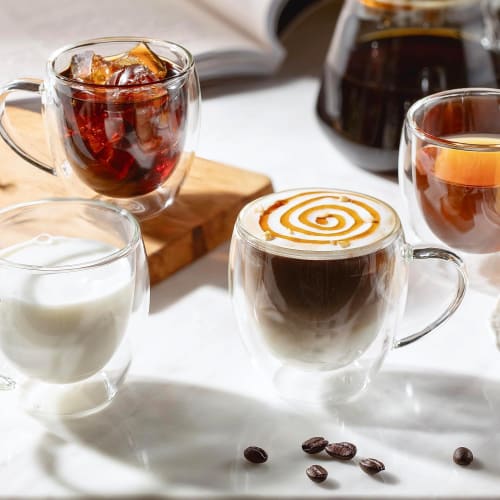 Ulable Double-Walled Borosilicate Glasses, Double-Walled, Heat-Resistant, Large Capacity, Keeps Hot or Cold Water, Transparent, Insulated, Condensatio